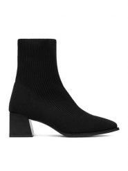 DeeZee Botki 9503A Czarny. Czarne botki damskie DeeZee, z materiału, bez obcasa, na słupku, bez zapięcia. Za 179.99 zł.