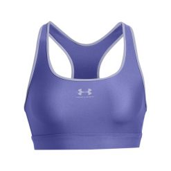Biustonosz dla kobiet Under Armour HeatGear Mid Padless. Niebieskie biustonosze sportowe damskie Under Armour, bez wzorów. Za 128.99 zł.