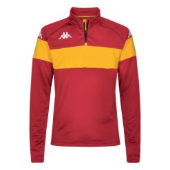 Bluza Kappa Dovare. Czerwone bluzy bez kaptura męskie Kappa, bez wzorów, sportowe, bez kołnierzyka, bez ramiączek. W wyprzedaży za 131.50 zł.