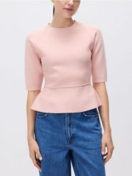Dzianinowy sweter - pastelowy róż. Czerwone swetry klasyczne damskie Reserved, l, z dzianiny, bez kołnierzyka. Za 129.99 zł.