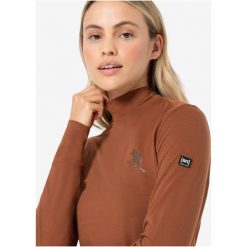 Koszulka termoaktywna z długim rękawem i półgolfem damska SUPER.NATURAL. Brązowe bielizna termoaktywna damska Super.natural, xs, bez wzorów. Za 349.99 zł.