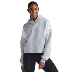 Bluza damska z kapturem 2XU Form Spliced Crop. Niebieskie bluzy sportowe damskie 2XU, l, bez wzorów, z dzianiny, bez ramiączek, krótkie, z kapturem. Za 321.65 zł.