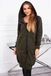 Bluza ocieplana długa z kapturem khaki. Brązowe bluzy z kapturem damskie KESI, l, z bawełny. Za 326.23 zł.