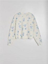 Bluza soft touch z domieszką wiskozy w kwiatowy wzór - wielobarwny. Bluzy bez kaptura damskie Sinsay, l, z wiskozy. Za 49.99 zł.