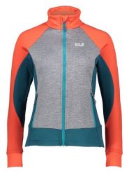 Jack Wolfskin Kurtka polarowa "Sky Peak" w kolorze pomarańczowo-turkusowo-szarym rozmiar: XS. Pomarańczowe kurtki damskie Jack Wolfskin, xs, bez wzorów, z polaru, bez kaptura. Za 236.61 zł.