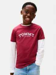 Tommy Hilfiger T-Shirt Monotype Print KB0KB10051 Czerwony Regular Fit. Czerwone t-shirty chłopięce Tommy Hilfiger, bez wzorów, z bawełny, bez ramiączek. Za 109.99 zł.