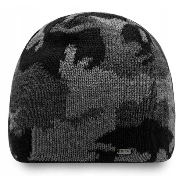 Ciepła, Dwuwarstwowa Czapka Beanie - Pako Jeans - Szaro-Popielate Moro. Szare czapki męskie Pako Jeans, na zimę, bez wzorów, z jeansu, sportowe. Za 45.00 zł.