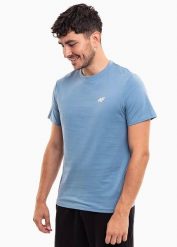 T-shirt męski 4F 4FWSS26TTSHM4483. Niebieskie t-shirty męskie 4f, m, bez wzorów, z bawełny, bez kołnierzyka. Za 59.99 zł.