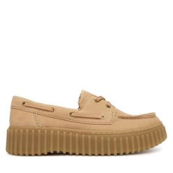 Półbuty Clarks. Brązowe półbuty damskie Clarks, bez wzorów, bez obcasa, na płaskiej podeszwie. Za 519.99 zł.