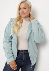 Jasnoniebieska Bluza z Dodatkiem Bawełny i Kapturem Ozdobiona Sznurkami Alisara. Niebieskie bluzy z kapturem damskie Born2be, xl, z bawełny. Za 44.99 zł.