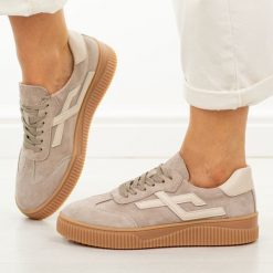 Khaki skórzane półbuty damskie Cambell 40345. Brązowe półbuty damskie Cambell, bez wzorów, z dresówki, casualowe, z okrągłym noskiem, bez obcasa. W wyprzedaży za 210.32 zł.