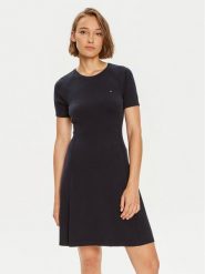 Tommy Hilfiger Sukienka codzienna WW0WW42461 Granatowy Slim Fit. Niebieskie sukienki damskie Tommy Hilfiger, na co dzień, xxl, bez wzorów, z bawełny, bez kołnierzyka, bez ramiączek, proste. Za 409.99 zł.