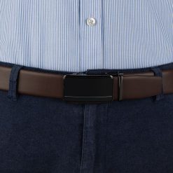 Pasek męski skórzany 3,5 cm klamra automatyczna Beltimore brązowy 02-550 : Kolory - brązowy, beżowy, Rozmiar pasków - r.115-130 cm. Brązowe paski męskie bez wzorów, ze skóry, wizytowe. Za 64.99 zł.