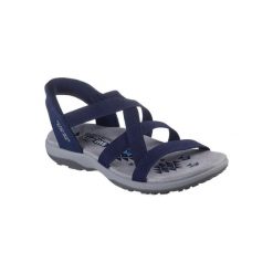 Sandały SKECHERS REGGAE SLIM Niebieski. Niebieskie sandały damskie Skechers, bez wzorów, z tkaniny, bez obcasa. Za 279.99 zł.