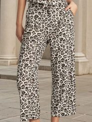 Spodnie culotte w panterkę - wielobarwny. Spodnie materiałowe damskie Sinsay, bez wzorów, z materiału. W wyprzedaży za 29.99 zł.