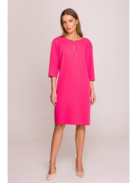 Stylove Sukienka w kolorze różowym rozmiar: S. Różowe sukienki damskie Stylove, na co dzień, s, bez wzorów, bez kołnierzyka, bez ramiączek, midi, proste. Za 139.87 zł.