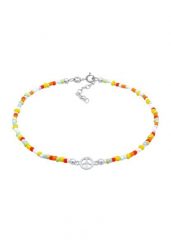 Elli Damska bransoletka na kostkę symbol pokoju koraliki szklane kolorowe w srebrze próby 925 Sterling Silver Bransoletki na nogę 1 ct Damski. Szare bransoletki damskie Elli, srebrne. Za 211.64 zł.