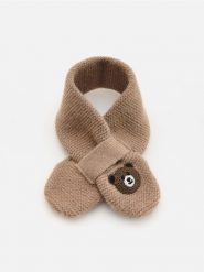 Szalik z haftem - brązowy. Brązowe szaliki dziecięce Reserved, z dzianiny, bez ramiączek. Za 35.99 zł.