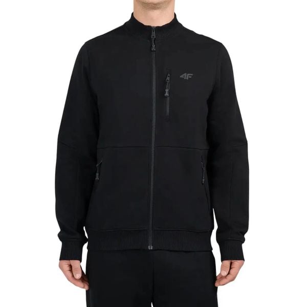 Bluza męska 4F z wysokim kołnierzem. Czarne bluzy z kapturem męskie 4f, l, z bawełny. Za 144.99 zł.