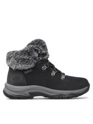Skechers Botki Falls Finest 167178/BLK Czarny. Czarne botki damskie Skechers, ze skóry, bez obcasa, na płaskiej podeszwie, bez zapięcia. Za 279.99 zł.