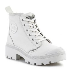 Buty Palladium Pallabase Leather 96905-102-M białe. Białe buty sportowe na co dzień damskie bez wzorów, z gumy. Za 998.85 zł.