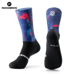 Skarpety rowerowe, kolarskie, sportowe kompresyjne do połowy łydki ROCKBROS. Czarne skarpetki damskie ROCKBROS, bez wzorów, z materiału. Za 59.99 zł.