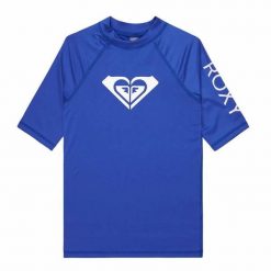Dziewczęca koszulka z lycry WHOLE HEARTED z krótkim rękawem. Niebieskie koszulki dziewczęce Roxy, s, bez wzorów, z lycry, bez ramiączek. Za 102.82 zł.