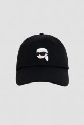 KARL LAGERFELD Czarna czapka z daszkiem Ikon Cap. Czarne czapki z daszkiem damskie Karl Lagerfeld, bez wzorów, z bawełny. W wyprzedaży za 269.99 zł.