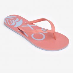Japonki damskie Roxy To The Sea. Niebieskie klapki damskie Roxy, bez wzorów, z kauczuku, bez obcasa. W wyprzedaży za 49.99 zł.