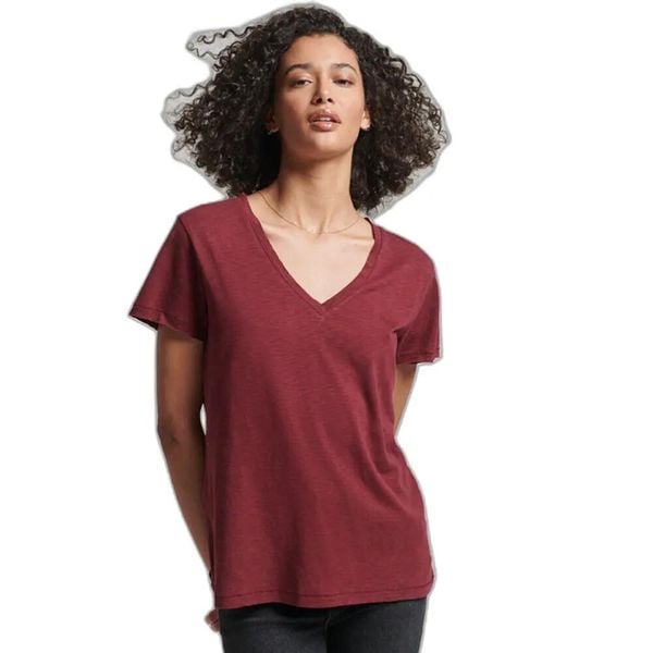 Damska koszulka z haftem i płomieniem v-neck Superdry. Czerwone t-shirty damskie Superdry., xs, z aplikacjami, z bawełny, bez ramiączek. Za 114.00 zł.