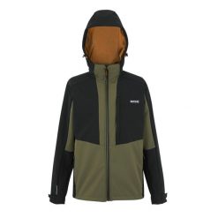 Kurtka wodoodporna z kapturem Regatta Hewitts. Czarne kurtki męskie Regatta, bez wzorów, sportowe, z kapturem. W wyprzedaży za 414.05 zł.