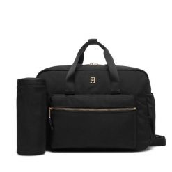Torba do wózka Tommy Hilfiger. Czarne torebki klasyczne damskie Tommy Hilfiger, bez wzorów, bez dodatków. Za 699.99 zł.