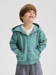 Rozpinana bluza z kapturem - morski. Zielone bluzy i bluzki niemowlęce Reserved, bez wzorów, z bawełny, bez ramiączek, z kapturem. W wyprzedaży za 32.99 zł.