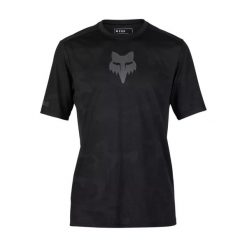 Koszulka rowerowa męska Fox Ranger Tru Dri SS Jersey. Czarne t-shirty sportowe męskie FOX, m, z jersey, bez ramiączek, rowerowe. Za 209.99 zł.