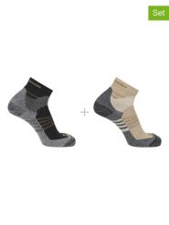 SALOMON Skarpety trekkingowe (2 pary) "X Ultra Access Quarter" w kolorze beżowo-czarnym rozmiar: 36-38. Brązowe skarpetki męskie Salomon, bez wzorów, z wełny. Za 52.17 zł.