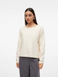Vero Moda Sweter "Gold" w kolorze kremowym rozmiar: XXL. Brązowe swetry klasyczne damskie Vero Moda, xxl, ze splotem, bez kołnierzyka. Za 101.23 zł.