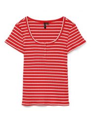 Vero Moda Koszulka "Sea" w kolorze czerwonym rozmiar: XS. Czerwone bluzki damskie Vero Moda, xs, bez wzorów, bez kołnierzyka, bez ramiączek. Za 48.39 zł.