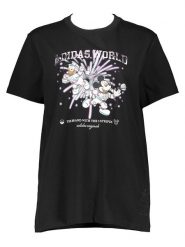 Adidas Koszulka "Graphic" w kolorze czarnym rozmiar: 34. Czarne bluzki damskie Adidas, bez wzorów, z bawełny, bez kołnierzyka, bez ramiączek. Za 74.11 zł.