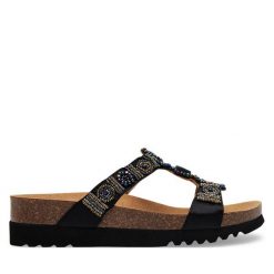 Klapki Scholl. Czarne klapki damskie Scholl, bez wzorów, bez obcasa. Za 269.99 zł.