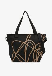 Czarna Torebka Typu Shopper z Paskiem Crossbody w Abstrakcyjny Wzór Obelisse. Czarne shopper bag damskie Renee, bez wzorów, z jeansu, na ramię, bez dodatków. Za 44.99 zł.