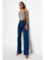 Trendyol Dżinsy - Comfort fit - w kolorze niebieskim rozmiar: 36. Niebieskie jeansy damskie Trendyol, z podwyższonym stanem. Za 92.42 zł.