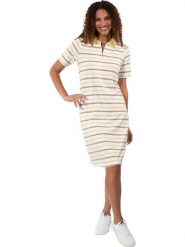 WITT WEIDEN Sukienka w kolorze karmelowo-biało-żółtym rozmiar: 44. Białe sukienki damskie WITT WEIDEN, bez wzorów, bez kołnierzyka, bez ramiączek, midi. Za 82.99 zł.