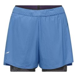 Spodenki trekkingowe 2 w 1 damskie Salewa Pedroc. Niebieskie szorty damskie Salewa, bez wzorów, ze skóry. Za 407.50 zł.
