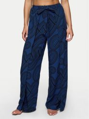 Triumph Spodnie materiałowe Beach MyWear 10222189 Granatowy Wide Leg. Niebieskie spodnie materiałowe damskie Triumph, bez wzorów, z materiału. Za 129.99 zł.
