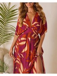 Milan Kiss Sukienka w kolorze różowo-czerwono-kremowym rozmiar: L. Różowe sukienki damskie Milan Kiss, l, bez wzorów, bez kołnierzyka, bez ramiączek, maxi. Za 173.99 zł.