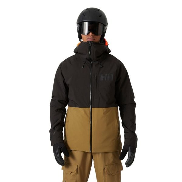 Kurtka narciarska Helly Hansen Powderface. Brązowe kurtki męskie Helly Hansen, m, bez wzorów, bez kaptura, narciarskie, primaloft. W wyprzedaży za 1,066.00 zł.