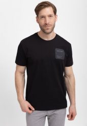 Bawełniany t-shirt T-ERA 2. Czarne t-shirty męskie Volcano, l, z aplikacjami, z bawełny, bez kołnierzyka. Za 69.99 zł.