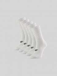 4F Skarpetki długie (5-pack) męskie - białe 39-42. Białe skarpetki męskie 4f, bez wzorów, z bawełny. Za 69.99 zł.
