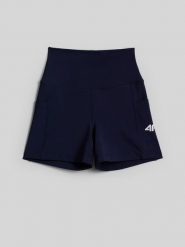 4F Legginsy krótkie tenisowe damskie - granatowe S. Niebieskie legginsy damskie 4f, s, bez wzorów, z włókna. Za 79.99 zł.