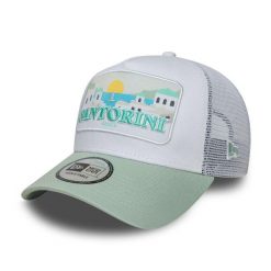 Czapka Trucker New Era Summer Santorini. Zielone czapki męskie New Era, bez wzorów, sportowe. Za 163.50 zł.
